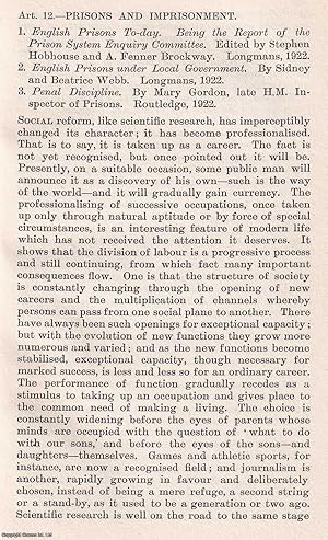 Seller image for Prisons and Imprisonment. An uncommon original article from The Quarterly Review, 1922. for sale by Cosmo Books