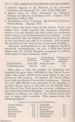 Immagine del venditore per American Telephone And Its Lesson. An uncommon original article from The Quarterly Review, 1921. venduto da Cosmo Books