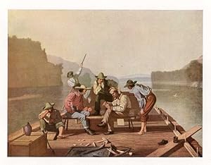 RAFTSMEN PLAYING CARDS ON THE MISSISSIPPI, After George Caleb Bingham American school 1811-1879