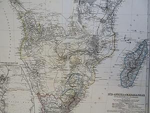 Southern Africa Cape Colony Transvaal Madagascar 1874 Petermann detailed map