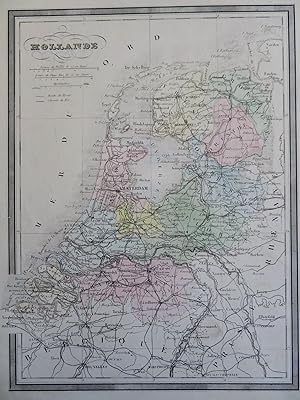 Holland Netherlands Amsterdam Rotterdam Utrecht 1860's French engraved map