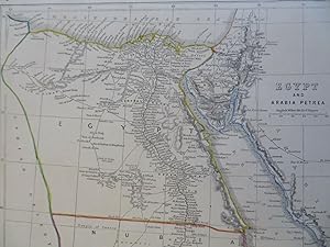 Egypt Nubia Sinai Peninsula Red Sea Nile Cairo c. 1850 Chapman & Hall map