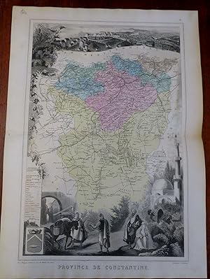 Constantine Algeria 1884 Migeon decorative map vignette city view