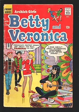 Imagen del vendedor de Archie's Girls Betty & Veronica #148 1968-Hippie psychedelic guitar cover-Pin-up page-FR/G a la venta por DTA Collectibles