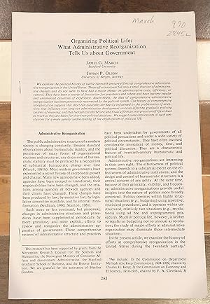 Immagine del venditore per American Political ScienceReview: Organizing Political Life: What Administrative Reorganization Tells Us about Government: Volume 77 - September 1983 venduto da Rosario Beach Rare Books