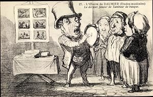 Image du vendeur pour Knstler Ansichtskarte / Postkarte Daumier, Etudes musicales, le dernier joueur de Tambour de basque mis en vente par akpool GmbH