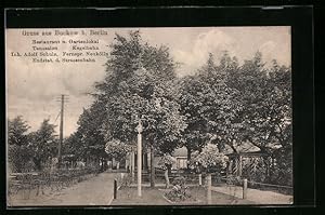 Ansichtskarte Buckow bei Berlin, Restaurant und Gartenlokal von Adolf Schulz mit Tanzsalon und Ke...