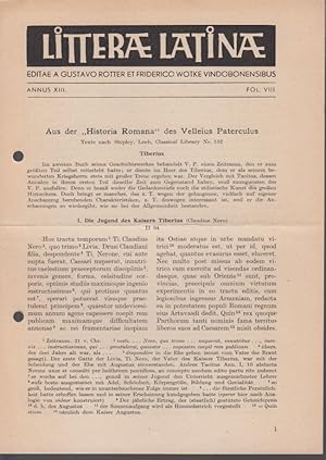 Litterae Latinae, Annus 13, Fol.8. Editae a Gustavo Rotter et Friderico Wotke Vindobonensibus.