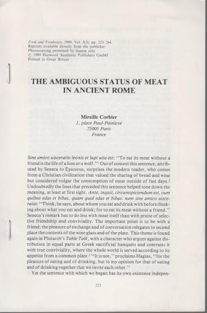 Seller image for The Ambiguous Status of Meat in Ancient Rome. [From: Food and Foodways, Vol. 3, No. 3, 1989]. for sale by Fundus-Online GbR Borkert Schwarz Zerfa