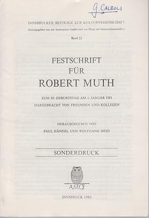 Bild des Verkufers fr Ammian und die Geschichtsschreibung seiner Zeit. [Aus: Innsbrucker Beitrge zur Kulturwissenschaft, Bd. 22]. Festschrift fr Robert Muth zum 65. geburtstag am 1. Januar 1981 dargebracht von Freunden und Kollegen. zum Verkauf von Fundus-Online GbR Borkert Schwarz Zerfa