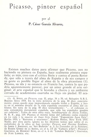 Image du vendeur pour PICASSO, PINTOR ESPAOL (EXTRAIDO ORIGINAL DEL AO 1966, ESTUDIO COMPLETO TEXTO INTEGRO) mis en vente par Libreria 7 Soles
