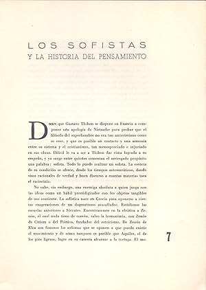 Seller image for LOS SOFISTAS Y LA HISTORIA DEL PENSAMIENTO (EXTRAIDO ORIGINAL DEL AO 1946, ESTUDIO COMPLETO TEXTO INTEGRO) for sale by Libreria 7 Soles