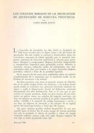 Seller image for LOS COLEGIOS RURAKES DE LA DELEGACION DE JUVENTUDES DE NUESTRA PROVINCIA (EXTRAIDO ORIGINAL DEL AO 1959, ESTUDIO COMPLETO TEXTO INTEGRO) for sale by Libreria 7 Soles