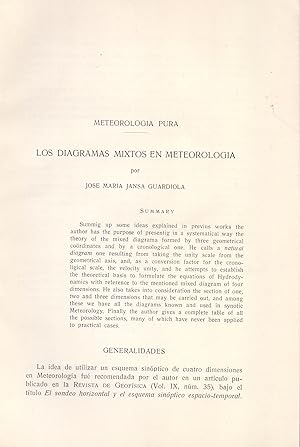 Imagen del vendedor de METEOROLOGIA PURA: LOS DIAGRAMAS MIXTOS EN METEOROLOGIA (EXTRAIDO ORIGINAL AO 1956, TEXTO INTEGRO) a la venta por Libreria 7 Soles