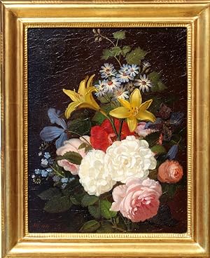 "Sommerliches Blumenbukett" originales Gemälde, Öl auf Leinwand ca. 35x27cm; unten links monogram...