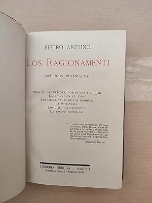 Seller image for Los Ragionamenti for sale by LIBRERIA ANTICUARIA LUCES DE BOHEMIA