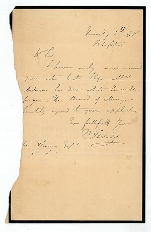 Bild des Verkufers fr Eigenh. Brief mit U. ("M. Faraday"). zum Verkauf von Antiquariat INLIBRIS Gilhofer Nfg. GmbH