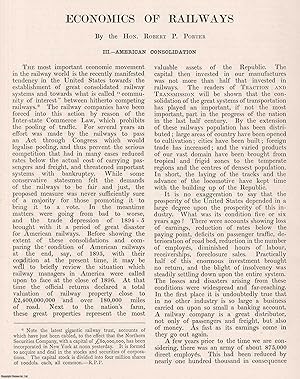 American Consolidation. Economics of Street Railways. An original article from Engineering, 1901.