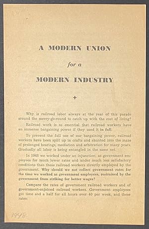 Imagen del vendedor de A modern union for a modern industry a la venta por Bolerium Books Inc.