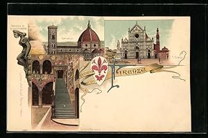 Seller image for Lithographie Firenze, Diavolino di Giambologna, Cattedrale, S. Groce, Gortile Bargello for sale by Bartko-Reher