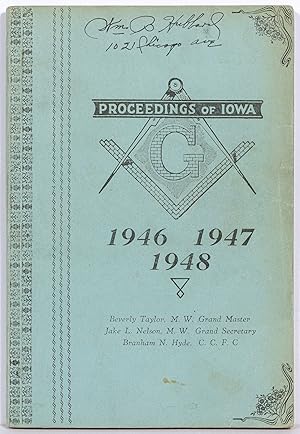 Bild des Verkufers fr Proceedings of the Most Worshipful United Grand Lodge of Iowa. F. and A. M. Prince Hall Affiliation (1946-1948) zum Verkauf von Between the Covers-Rare Books, Inc. ABAA