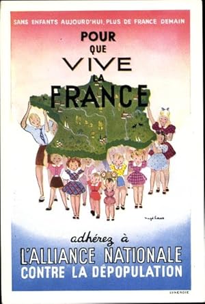 Bild des Verkufers fr Knstler Ansichtskarte / Postkarte Pour que Vive la France, L'Alliance Nationale contra la Depopulation zum Verkauf von akpool GmbH