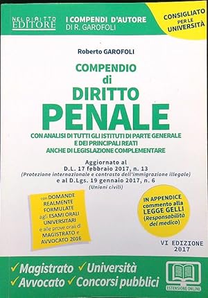 Bild des Verkufers fr Compendio di diritto penale zum Verkauf von Librodifaccia