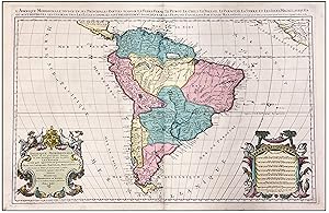 L'AMERIQUE MERIDIONALE DIVISÉE EN SES PRINCIPALES PARTIES SCAVOIR LA TERRE FIRME, LE PEROU, LE CH...