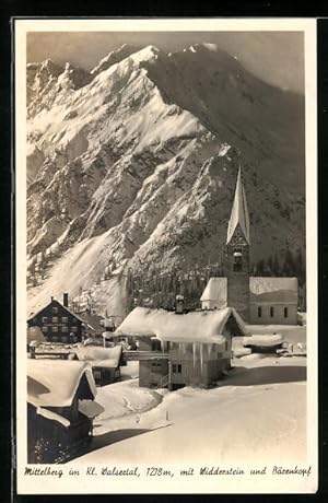 Ansichtskarte Mittelberg /Kl. Walsertal, Ort mit Widderstein und Bärenkopf