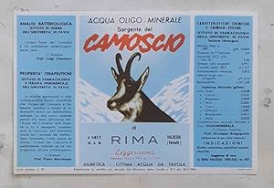 Acqua oligo-minerale Sorgente del Camoscio di Rima Valsesia (Vercelli) a 1417 s.s.m.