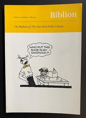 Immagine del venditore per Biblion : The Bulletin of the New York Public Library, Volume 2, Number 1 (Fall 1993) venduto da Philip Smith, Bookseller