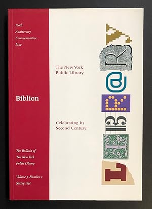 Bild des Verkufers fr Biblion : The Bulletin of the New York Public Library, Volume 3, Number 2 (Spring 1995) zum Verkauf von Philip Smith, Bookseller