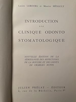 Seller image for Introduction  la clinique odonto-stomatologique for sale by Librairie des Possibles