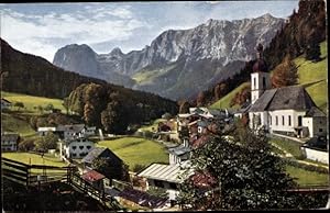 Ansichtskarte / Postkarte Ramsau im Berchtesgadener Land Oberbayern, Teilansicht vom Ort, Kirche,...