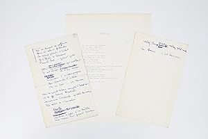 Ensemble complet du manuscrit et du tapuscrit de la chanson de Boris Vian intitulée "Premier bal"