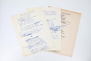 Ensemble complet du manuscrit et du tapuscrit de la chanson de Boris Vian intitulée "Demandez à l...