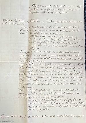 Imagen del vendedor de Haughley, Suffolk. Handwritten 'Abstract of the Title' of Mrs Matilda Raffe to property in Haughley, Suffolk. Eight handwritten sheets 33.5 x 41.5 cms, tied with ribbon in the left hand corner, with historic detail dating to 1797. a la venta por Cosmo Books