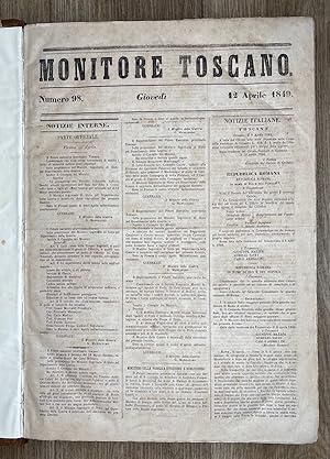 MONITORE Toscano. Dal n. 98 del 12 aprile 1849 al n. 332 del 31 dicembre 1849. Dal n. 1 del 2 gen...