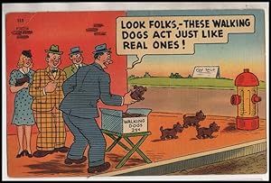 Seller image for street vendor postcard: Look, Folks, These Walking Dogs Act Just Like Real Ones! for sale by Mobyville