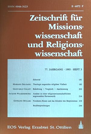 Bild des Verkufers fr Theologie angesichts religiser Vielheit - in: Zeitschrift fr Missionswissenschaft und Religionswissenschaft : 1993 / Heft 3. B 6072 F zum Verkauf von books4less (Versandantiquariat Petra Gros GmbH & Co. KG)