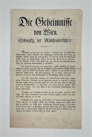 Die Geheimnisse von Wien. Sedlnitzky, der Mädchenverführer.