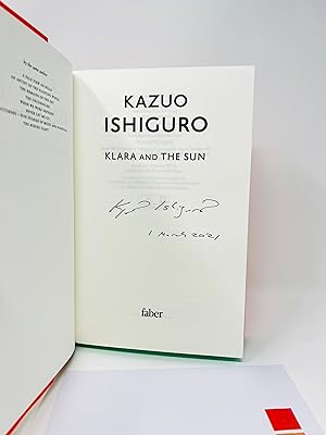 Seller image for Klara and the Sun SIGNED AND Pre-publication DATED by Kazuo Ishiguro 1st/1st HB UK + a quotation print card for sale by Bonafide Collections
