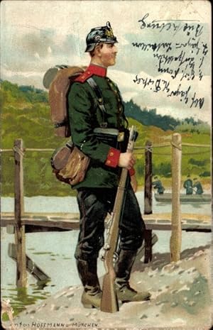Bild des Verkufers fr Knstler Litho Hoffmann, A., Deutscher Soldat, Infanterie, Pionier Battl. 1 zum Verkauf von akpool GmbH