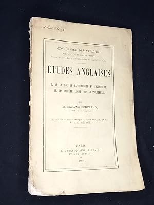 Image du vendeur pour tudes anglaises / par M. Edmond Bertrand,. ; confrence des attachs mis en vente par Librairie Douin