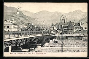 Cartolina Bozen, Talferbrücke mit dem Rosengarten