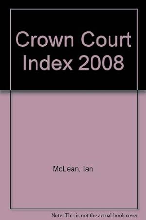 Bild des Verkufers fr CROWN COURT INDEX 2008 ED28 SO SVC zum Verkauf von WeBuyBooks