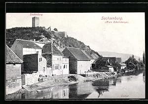 Seller image for Ansichtskarte Sachsenburg /Kreis Eckartsberga, Uferpartie mit Hackenburg for sale by Bartko-Reher