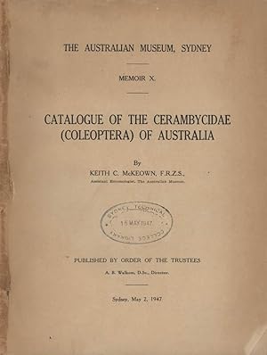 Seller image for Catalogue of the Cerambycidae (Coleoptera) of Australia. for sale by Andrew Isles Natural History Books