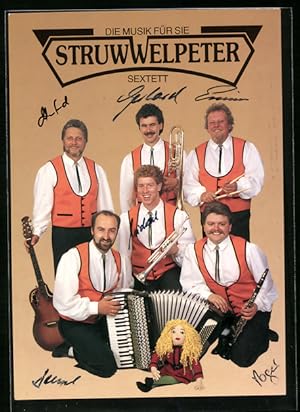 Bild des Verkufers fr Ansichtskarte Musiker Roger Fichtner und Erwin Gerber der Band Struwwelpeter mit Instrumenten zum Verkauf von Bartko-Reher