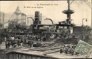 Ansichtskarte / Postkarte La Catastrophe du Iena, vu du Suffren, Französisches Kriegsschiff, Schi...